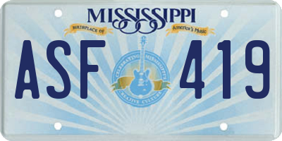 MS license plate ASF419