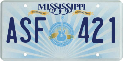 MS license plate ASF421