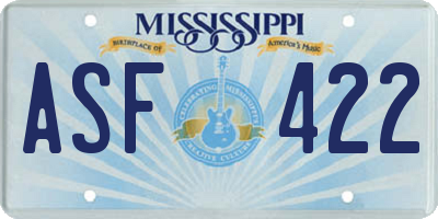 MS license plate ASF422