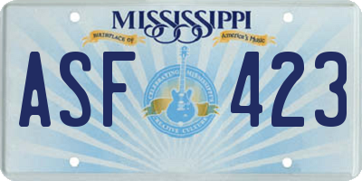 MS license plate ASF423
