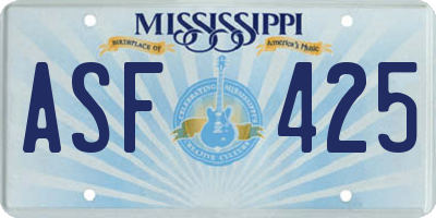 MS license plate ASF425