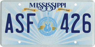 MS license plate ASF426