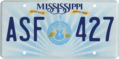 MS license plate ASF427