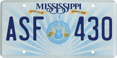 MS license plate ASF430
