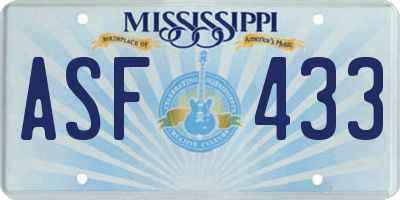MS license plate ASF433