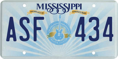 MS license plate ASF434