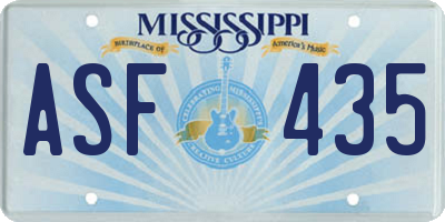 MS license plate ASF435