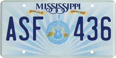 MS license plate ASF436