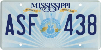 MS license plate ASF438