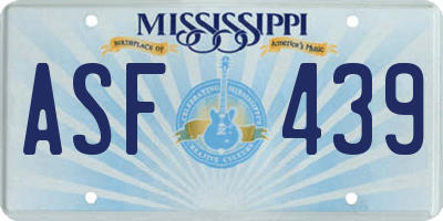MS license plate ASF439