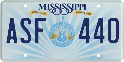 MS license plate ASF440