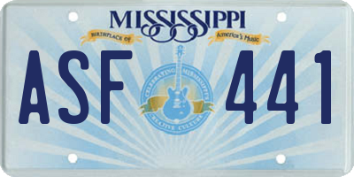 MS license plate ASF441