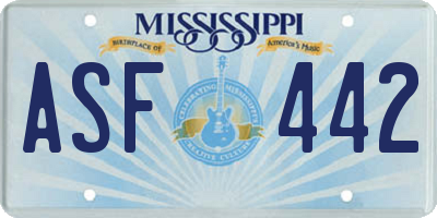MS license plate ASF442