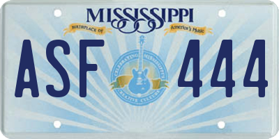 MS license plate ASF444