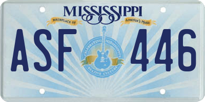 MS license plate ASF446
