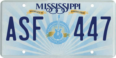 MS license plate ASF447