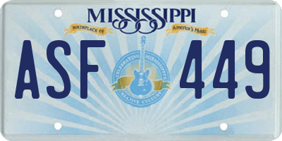 MS license plate ASF449
