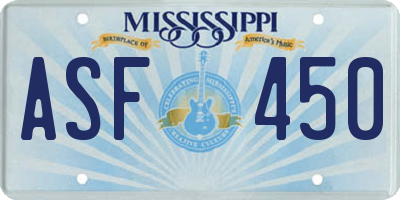 MS license plate ASF450