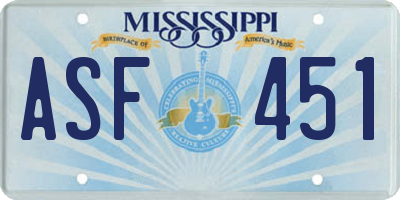 MS license plate ASF451