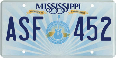 MS license plate ASF452