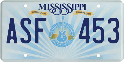 MS license plate ASF453