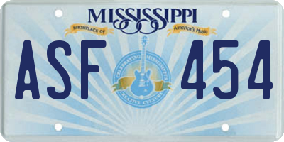MS license plate ASF454
