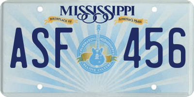 MS license plate ASF456