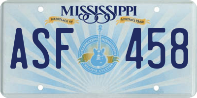 MS license plate ASF458