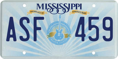 MS license plate ASF459