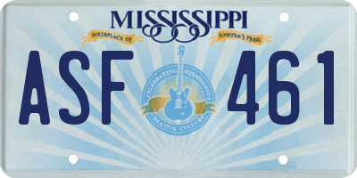 MS license plate ASF461