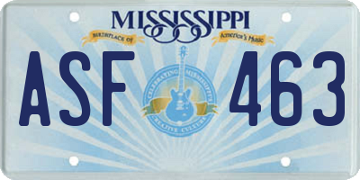 MS license plate ASF463
