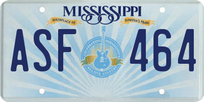 MS license plate ASF464