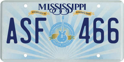 MS license plate ASF466