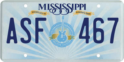 MS license plate ASF467