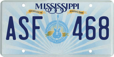 MS license plate ASF468