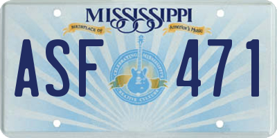 MS license plate ASF471