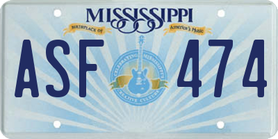 MS license plate ASF474