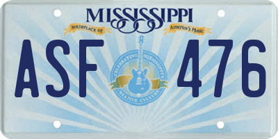 MS license plate ASF476