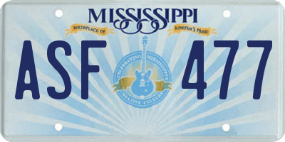 MS license plate ASF477