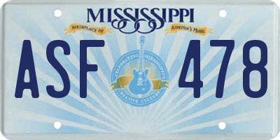 MS license plate ASF478