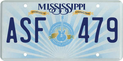 MS license plate ASF479