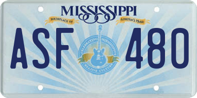 MS license plate ASF480