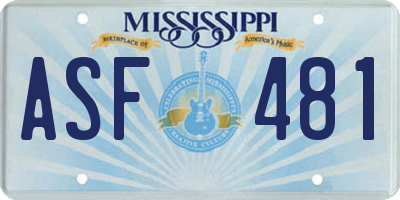 MS license plate ASF481