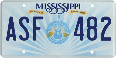 MS license plate ASF482