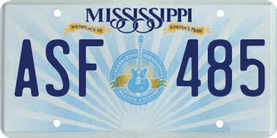 MS license plate ASF485