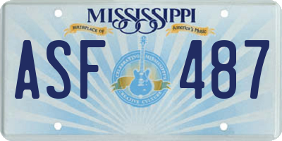MS license plate ASF487