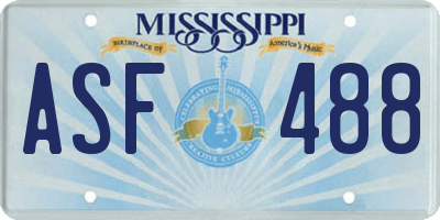 MS license plate ASF488