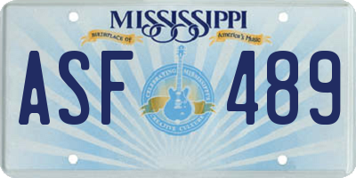 MS license plate ASF489