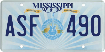 MS license plate ASF490