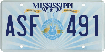 MS license plate ASF491